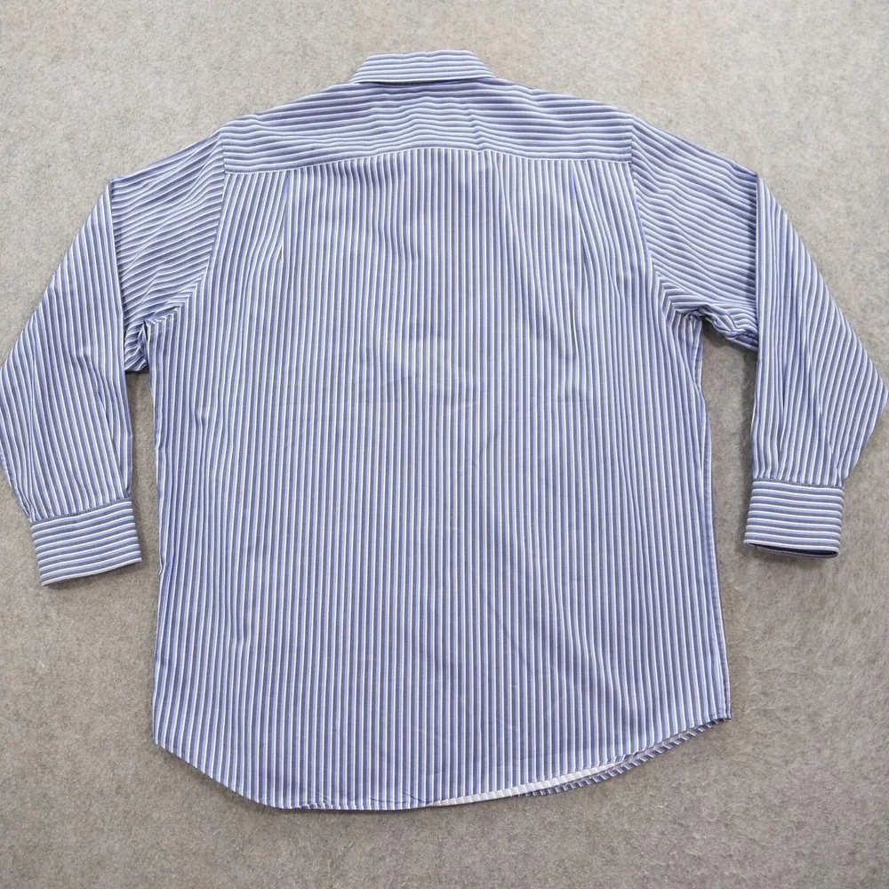 Banana Republic Shirt Mens Large 16.5 Blue Button Up Striped Dress Long Sleeve